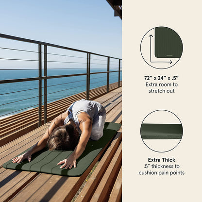 Solana Yoga Mat 1" & 1/2" Thick W/Nylon Strap for Men & Women - Non Slip Exercise Mat for Yoga